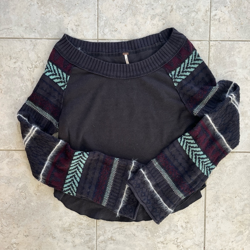 Free People Boat Neck Bell Sleeve Top